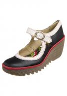 Fly London YORI - Keilpumps - black/offwhite/red