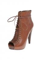 Steve Madden KORSET - Peeptoe Stiefelette - Cognac Lether
