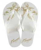 Wandelei JUST MARRIED - Zehensandale - white with gold print